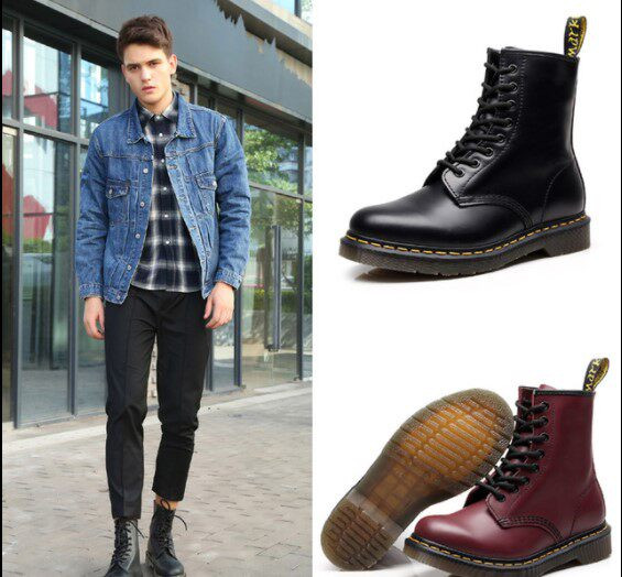 Мъжки боти с връзки и еко кожа