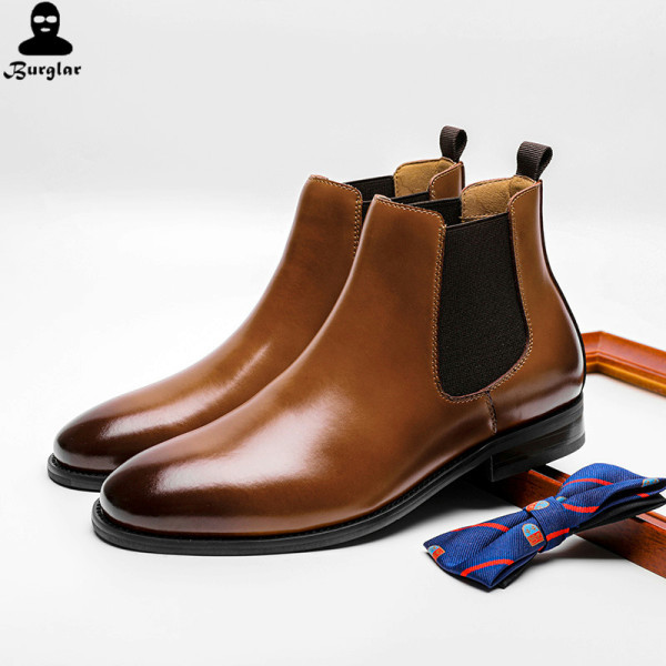 Мъжки кожени боти в черен и кафяв цвят 