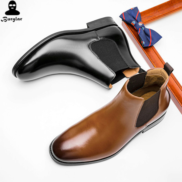 Мъжки кожени боти в черен и кафяв цвят 