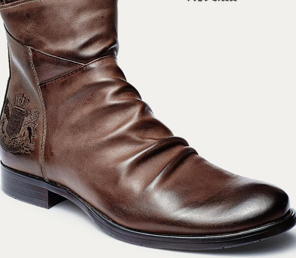 Muške čizme od umjetne kože s vezom