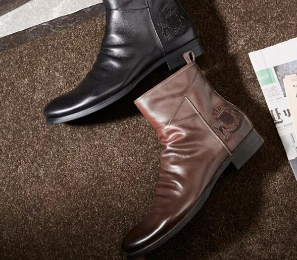 Muške čizme od umjetne kože s vezom