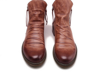 Muške čizme od umjetne kože s patentnim zatvaračima sa strane