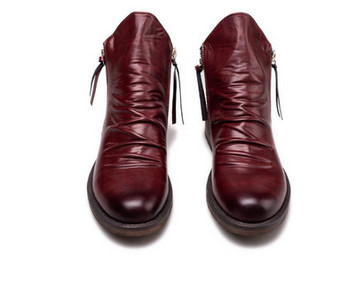 Muške čizme od umjetne kože s patentnim zatvaračima sa strane