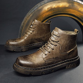 Muške jesensko-zimske čizme od umjetne kože sa vezicama