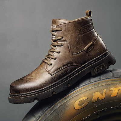 Muške jesensko-zimske čizme od umjetne kože sa vezicama