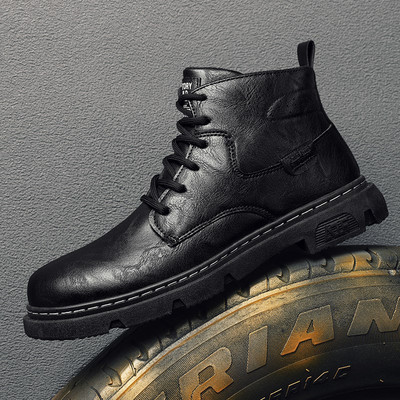 Muške jesensko-zimske čizme od umjetne kože sa vezicama