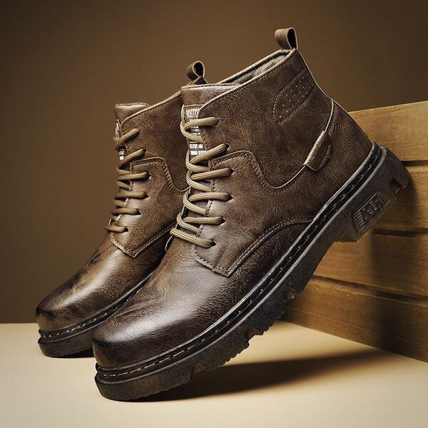Muške jesensko-zimske čizme od umjetne kože sa vezicama