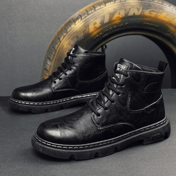 Muške jesensko-zimske čizme od umjetne kože sa vezicama