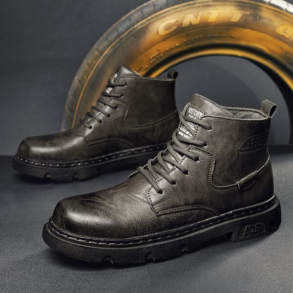 Muške jesensko-zimske čizme od umjetne kože sa vezicama
