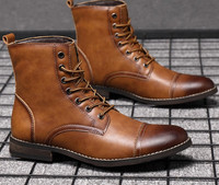 Νέο μοντέλο ανδρικές έκο δερμάτινες μπότες με κορδόνια σε πολλά χρώματα