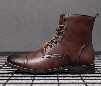 Νέο μοντέλο ανδρικές έκο δερμάτινες μπότες με κορδόνια σε πολλά χρώματα