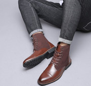 Ανδρικά κομψά μποτάκια από οικολογικό δέρμα με επίπεδες σόλες και κορδόνια