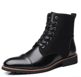 Ανδρικά κομψά μποτάκια από οικολογικό δέρμα με επίπεδες σόλες και κορδόνια