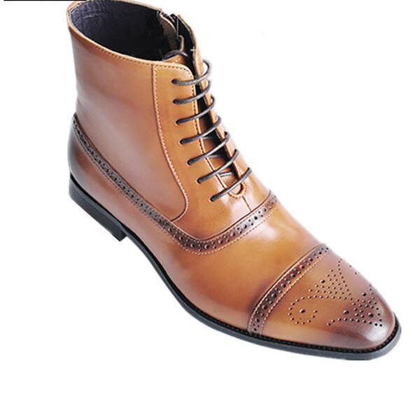 Elegantne muške čizme od eko kože sa vezicama i patentnim zatvaračem