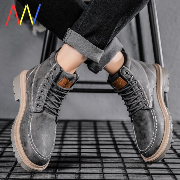 Мъжки актуални ботуши от еко кожа за зимата