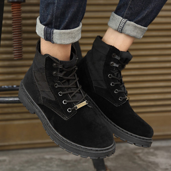 Мъжки боти с връзки - от еко велур