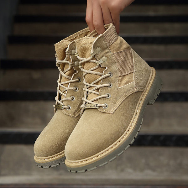 Мъжки боти с връзки - от еко велур