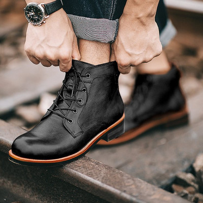 Ανδρικά παπούτσια από συνθετικό δέρμα casual με κορδόνια