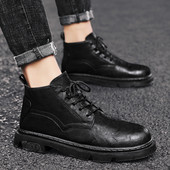 Κομψές μπότες από οικολογικό δέρμα με επίπεδη σόλα για άνδρες