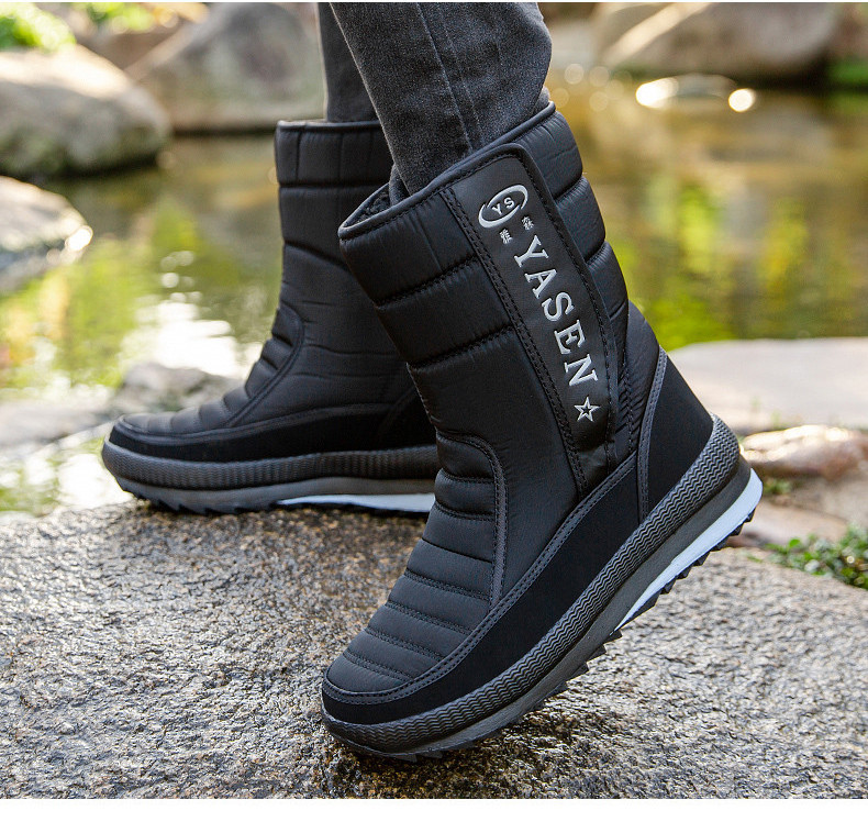 Cizme de iarnă pentru bărbați impermeabile cu închidere cu velcro și căptușeală caldă