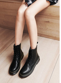 Ανδρικά έκο δερμάτινα μποτάκια με κορδόνια σε μαύρο χρώμα