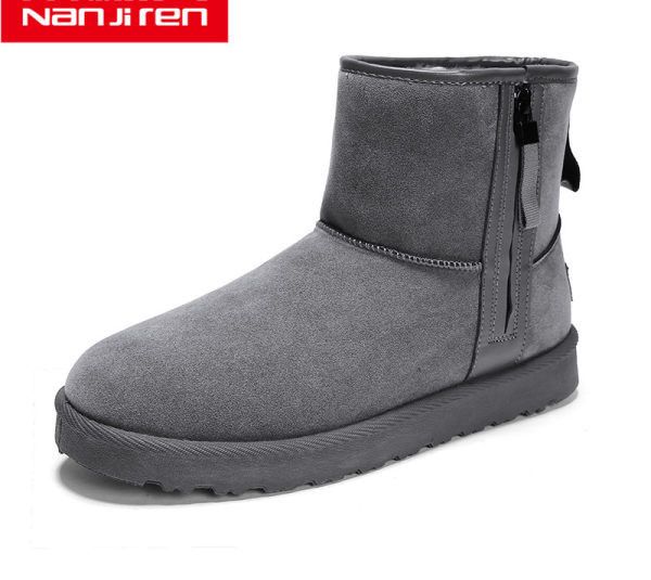 Muške zimske čizme od eko brušene kože s toplom postavom i patentnim zatvaračem