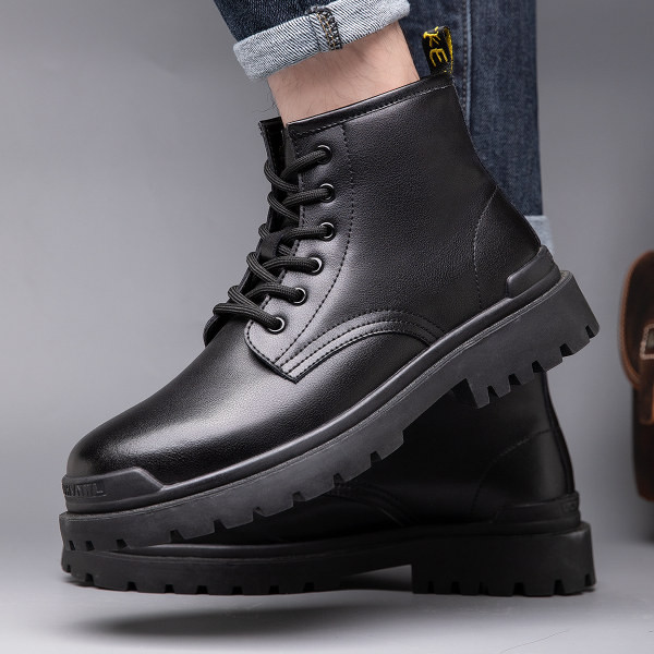 Ανδρικά χειμωνιάτικα μποτάκια αρβήλας από έκο δέρμα με κορδόνια