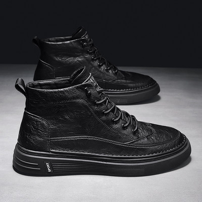 Ανδρικές μπότες από οικολογικό δέρμα με επίπεδη σόλα - πολλά μοντέλα