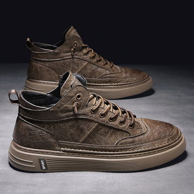 Ανδρικές μπότες από οικολογικό δέρμα με επίπεδη σόλα - πολλά μοντέλα