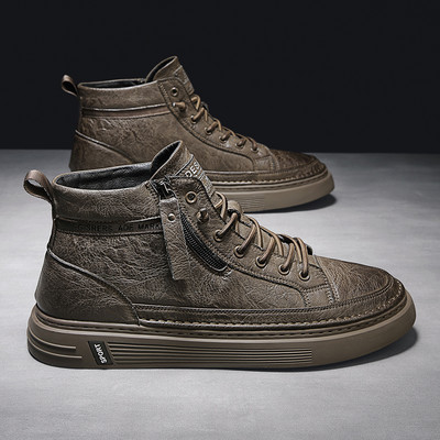 Ανδρικές μπότες από οικολογικό δέρμα με επίπεδη σόλα - πολλά μοντέλα