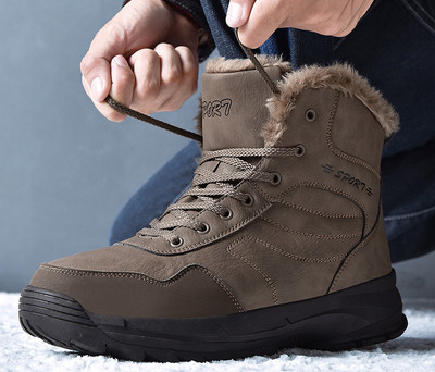 Ανδρικές χειμερινές μπότες με απαλή φόδρα και κορδόνια