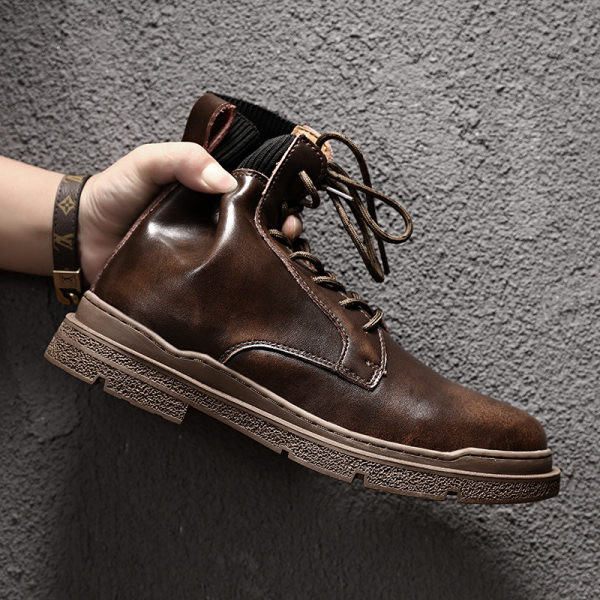Зимни кожени боти с връзки за мъже
