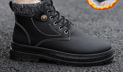 Ανδρικά μποτάκια casual από οικολογικό δέρμα με ζεστή φόδρα