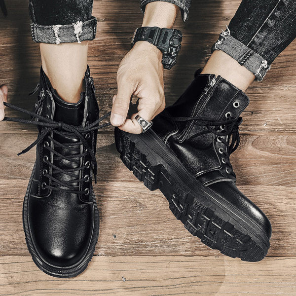 Мъжки боти от еко кожа в черен цвят