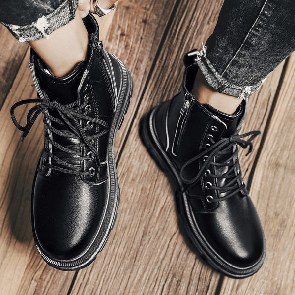 Мъжки боти от еко кожа в черен цвят