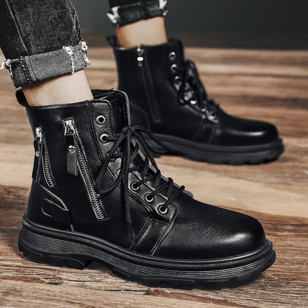 Мъжки боти от еко кожа в черен цвят