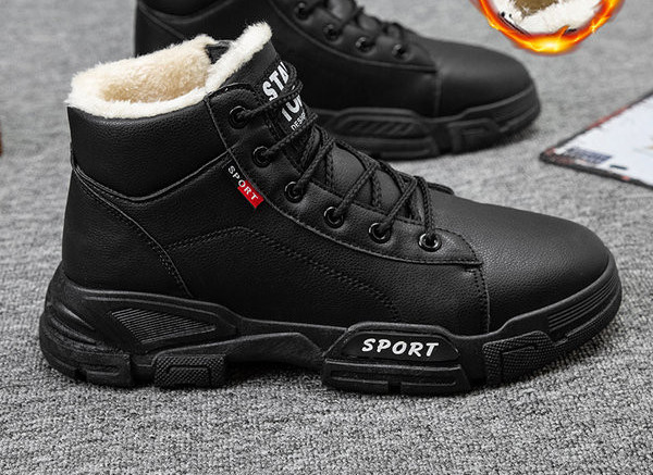Zimske muške čizme s toplom postavom i natpisima