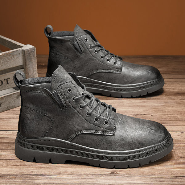 Νέο μοντέλο από χειμερινές μπότες από οικολογικό δέρμα με κορδόνια