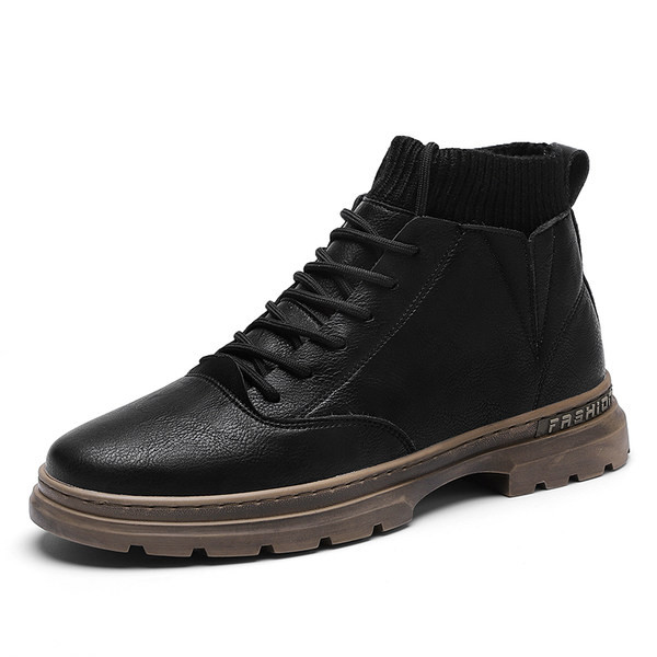 Muške čizme od eko kože i tekstila sa grubim đonom