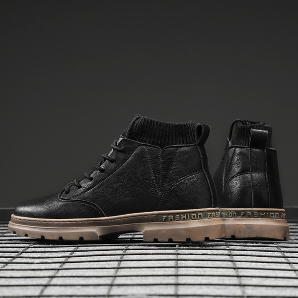 Muške čizme od eko kože i tekstila sa grubim đonom