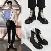 Ανδρικές μπότες σε ασπρόμαυρα κορδόνια - δύο μοντέλα