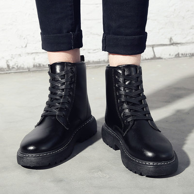 Χειμερινά ανδρικά μποτάκια από οικολογικό δέρμα σε μαύρο χρώμα