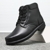 Νέο μοντέλο ανδρικές έκο δερμάτινες μπότες σε μαύρο χρώμα