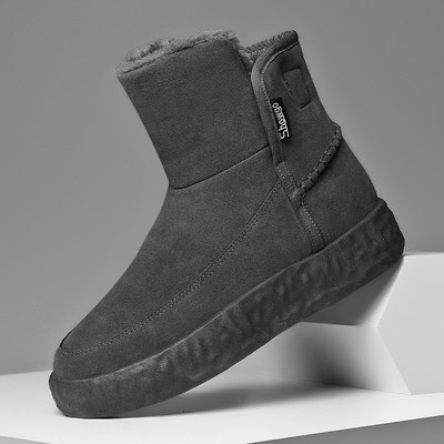 Moderne muške čizme od eko brušene kože s mekom postavom