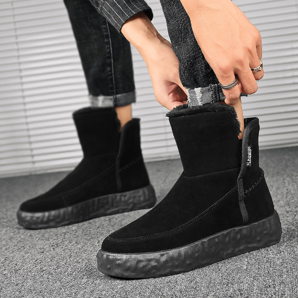 Moderne muške čizme od eko brušene kože s mekom postavom