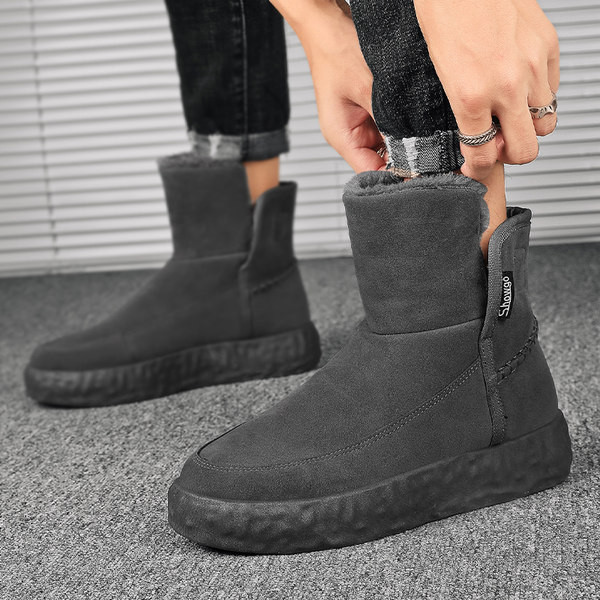 Moderne muške čizme od eko brušene kože s mekom postavom