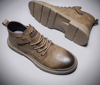 Ανδρικές μπότες από τεχνητό δέρμα σε μαύρο και καφέ χρώμα