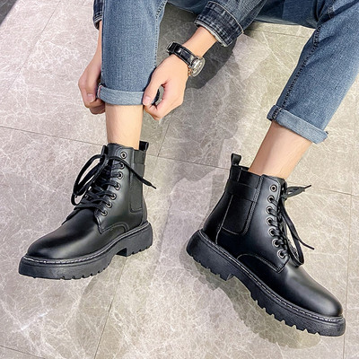 Ανδρικές μπότες από οικολογικό δέρμα σε μαύρο χρώμα - πολλά μοντέλα