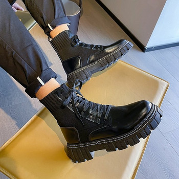 Ανδρικές μπότες αρβήλας με τραχιά σόλα - μαύρο χρώμα