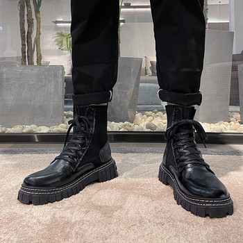 Ανδρικές μπότες αρβήλας με τραχιά σόλα - μαύρο χρώμα